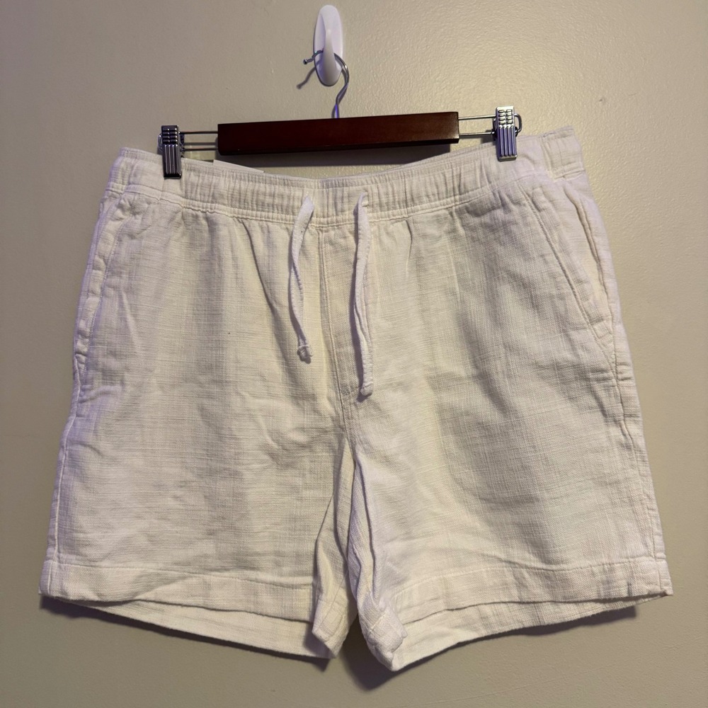 ZARA Women's White Linen Blend Drawstring Waist Shorts XL NWT Summer Basics